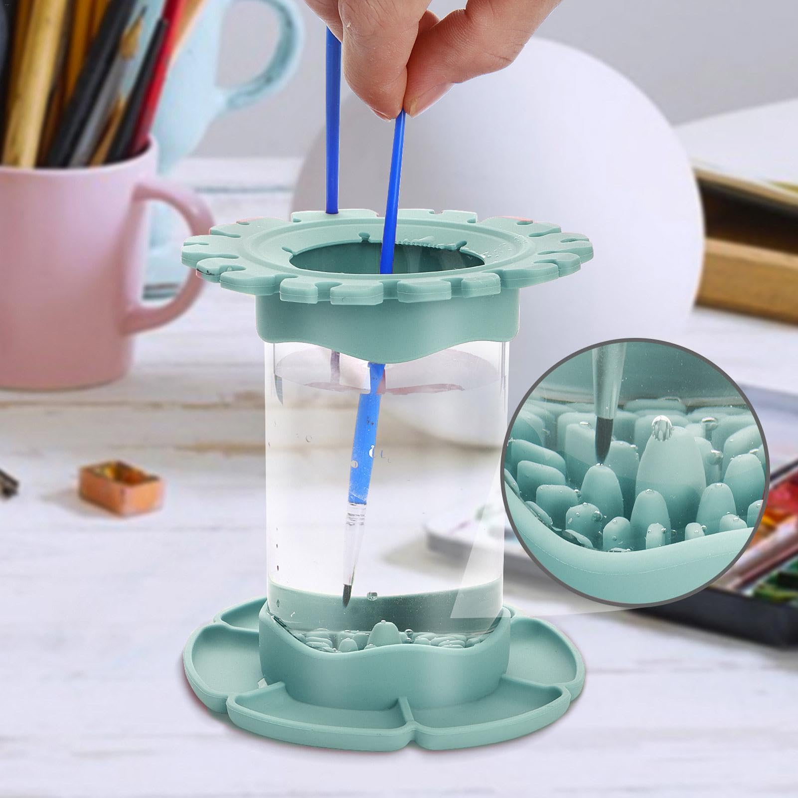 KALLORY Pinselreiniger-Tasse – Für Nageldesign, Acrylpinsel & Make-up-Pinsel, Aus Kunststoff, Leicht & Vielseitig