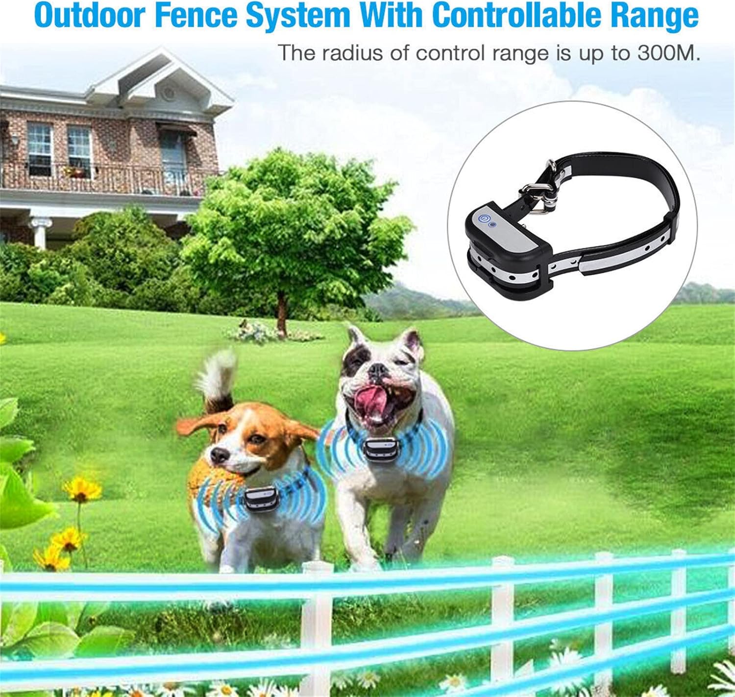 Wireless Dog Fence, Electric Pet Containment System Dog Boundary Container, Safe Effective Vibrate/Shock Dog Fence, Rechargeable Waterproof Training Collar Receiver, Harmless for All Dogs,for1dog