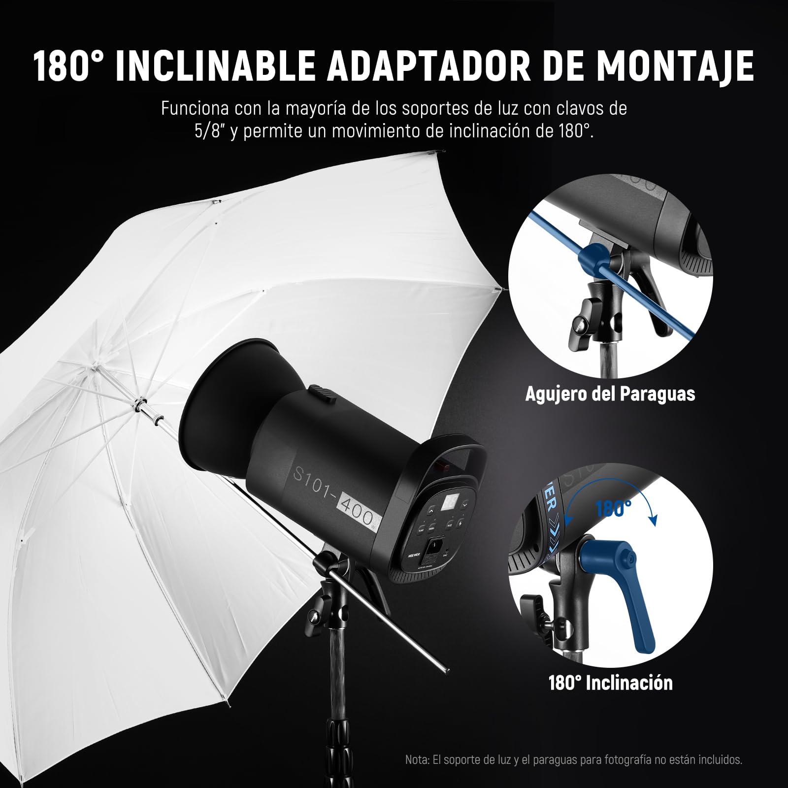 NEEWER 800Ws Estudio Monoluz Flash Luz Kit (2 Pzs), S101-400W 5600K Strobe Luz con 150W Modelar Lampara/Bowens Mount/Softbox/Soporte/Reflector/RT-16 Disparador/Bolsa para Fotografía Retrato Producto