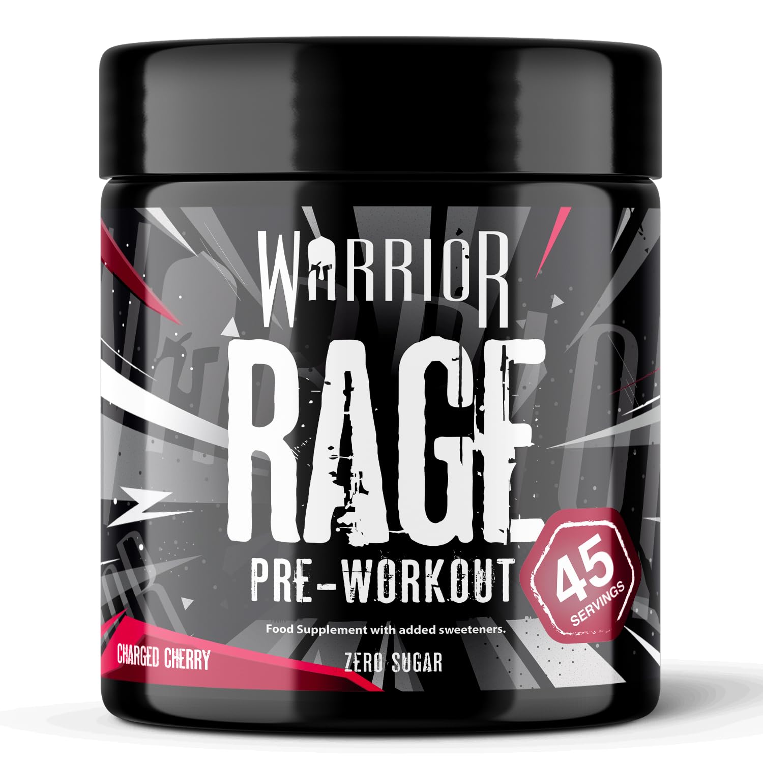 Warrior Rage Pre-Workout Powder, 300 mg Caffeine High Stim Energy Booster with Beta-Alanine, Creatine, BCAAs, Citrulline & AAKG for Focus, Strength & Muscle Pump - Charged Cherry