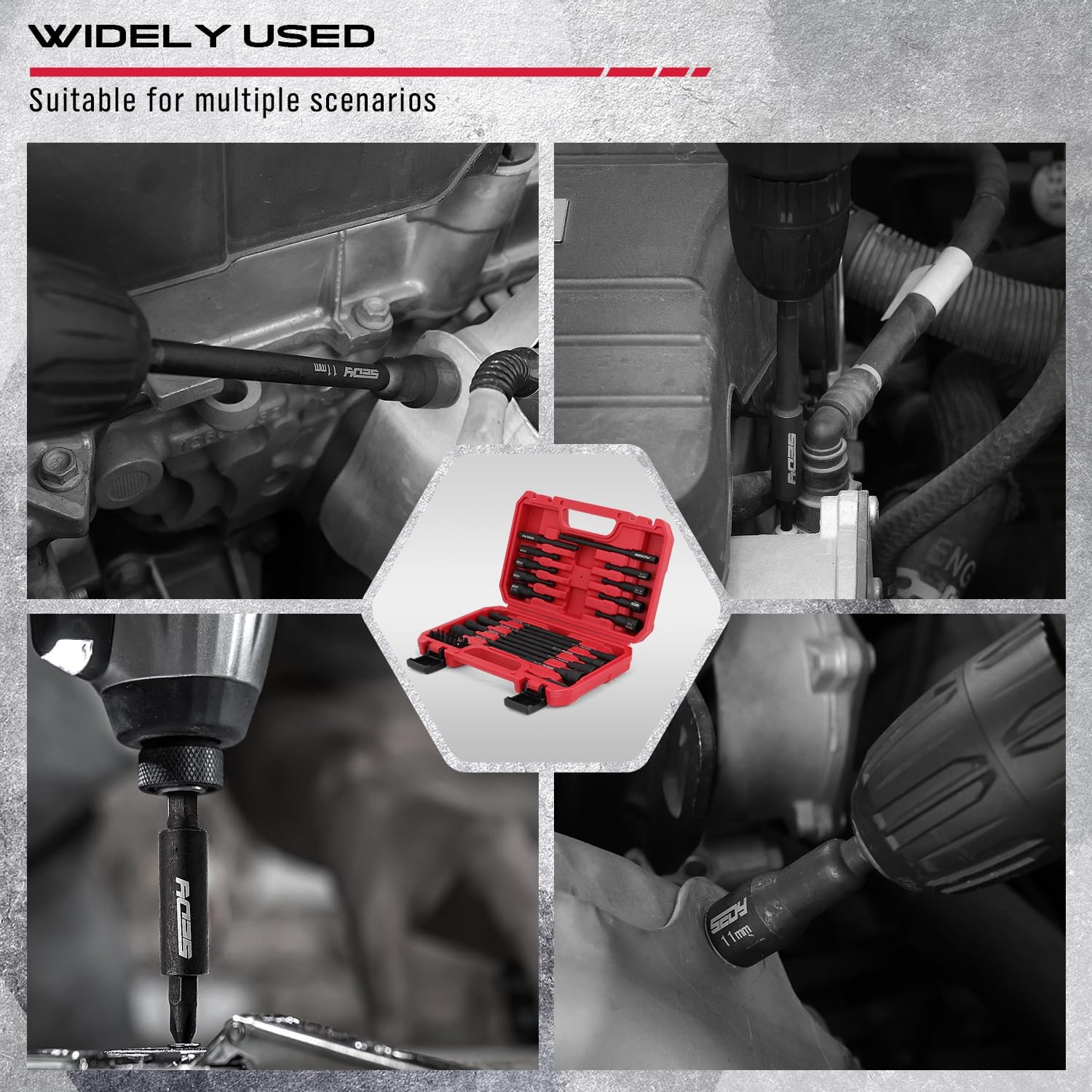 Magnetic Impact Long Nut-Driver Set:33-Piece Metric Hex Nut Driver Drill Bit with Screwdriver Bit Set Extension Nut Driver Setter for Mechanic Garages Workshops Repair