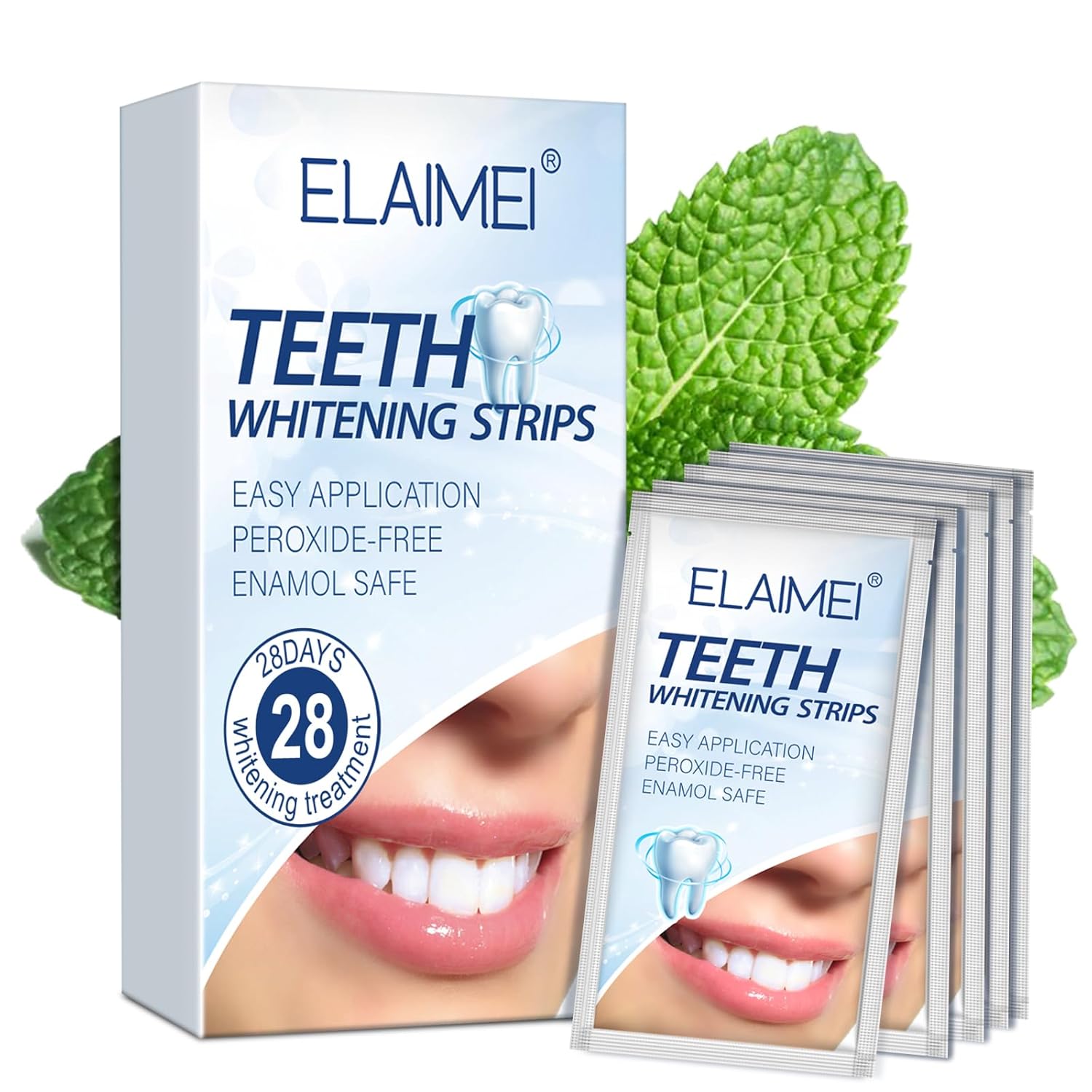 28 Pcs Teeth Whitening Strips for Sensitive White Whitener Safe Whitestrip 2 Weeks Treatments Enamel Natural Whiten Strip