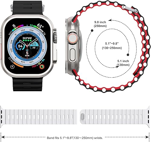 Vista 47 de Paquete de 2 correas deportivas oceánicas compatibles con Apple Watch Band Ultra 2/Ultra SE Series 9/8/7/6/5/4/3/2/1, correas de silicona para Abyss