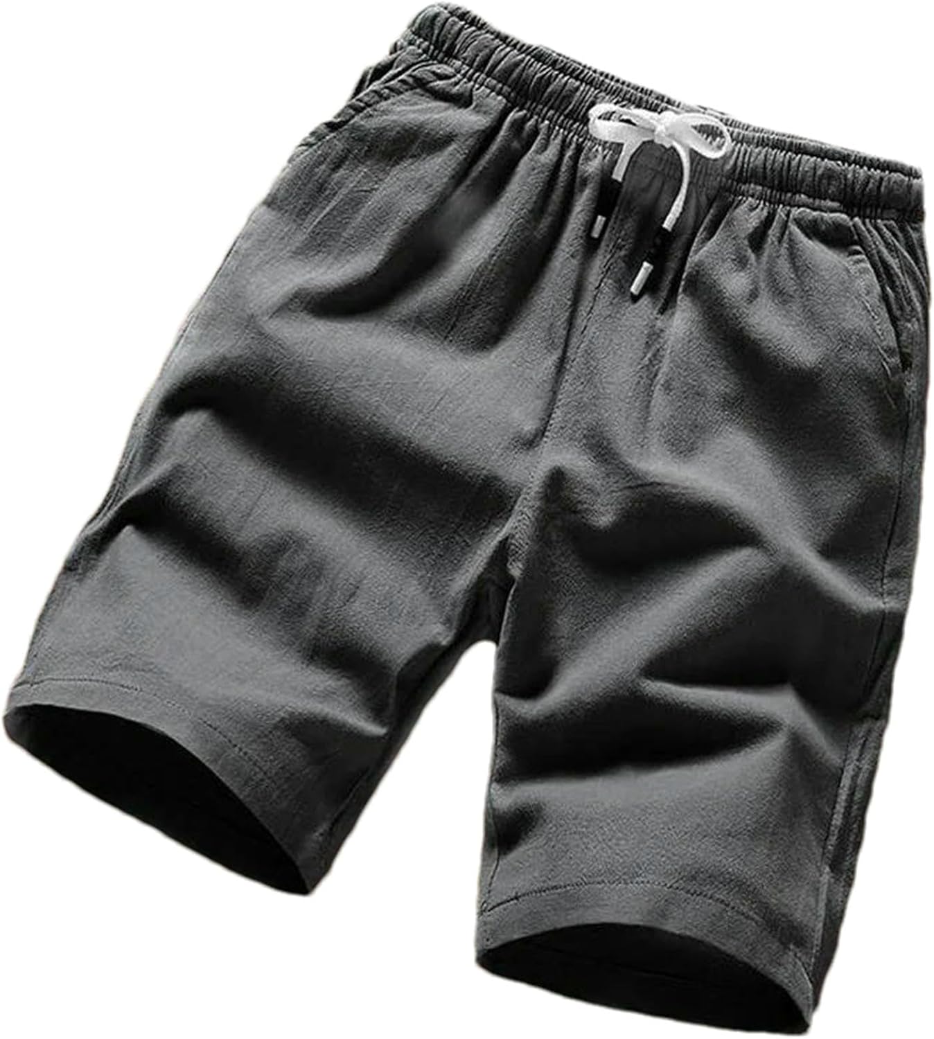 Men Shorts Slim Fit Summer Cotton Linen Knee Length Breathable Male Clothing Straight Shorts