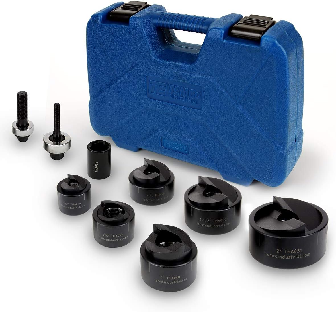 TEMCo TH0390 – Manual Knockout Punch Driver Kit (Set) for ½ inch to 2 inch Electrical Conduit Hole Sizes (1/2"-2" Conduit Size)
