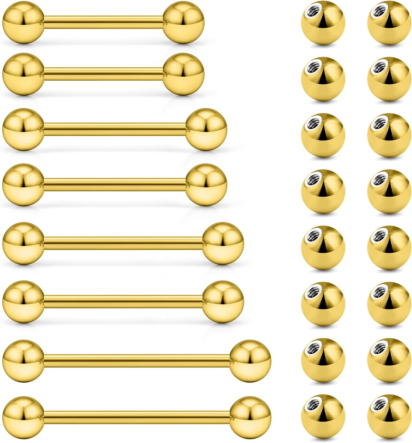 14K Gold Filled Tongue Rings Stainless Steel Nipple Piercing Jewelry Nipple Bar Straight Barbell Piercing Jewelry 14G Bar Length 14/16/19/22MM