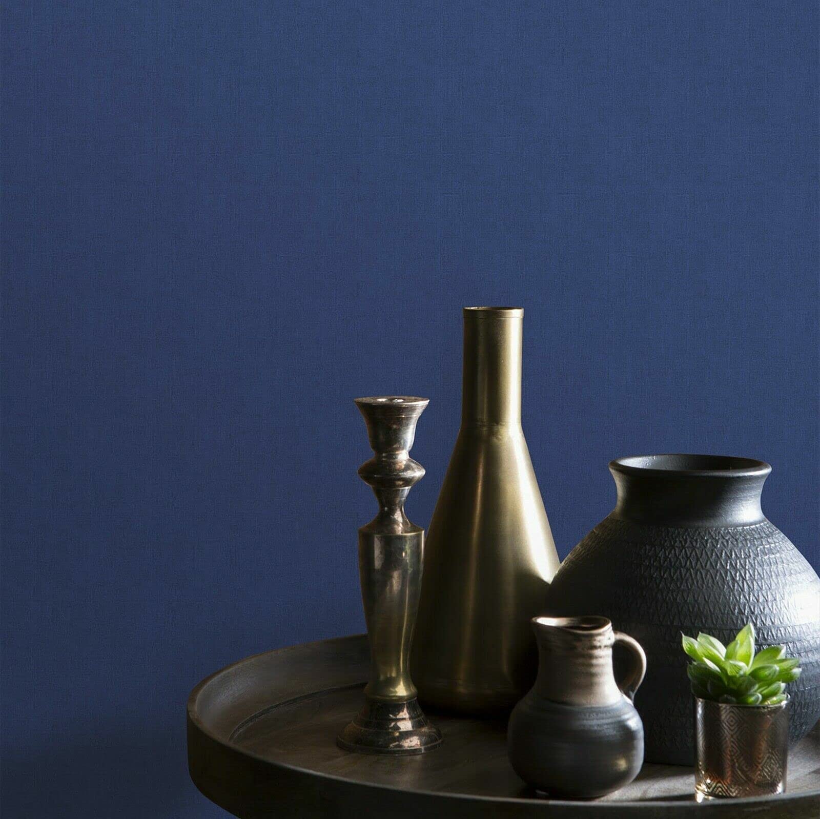 Sophie Laurence Sample - Linen Blue Plain Linen Effect Matte Finish Textured Wallpaper Free Match (Sample - Linen Blue)