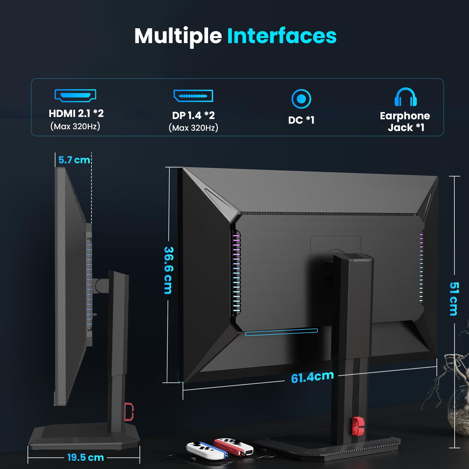 TITAN ARMY Mini LED Gaming Monitor 27 Inch, 4K@160Hz,FHD@320Hz, HDR1000 153% sRGB DeltaE