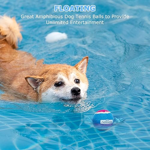 Miniatura 4 de Nobleza Pelotas de tenis para perros, paquete de 12, pelotas de tenis chirriantes duraderas y flotantes para perros para buscar y hacer ejercicio,