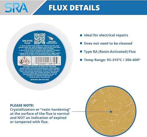 Miniatura 7 de SRA Soldering Products Flujo de pasta de colofonia #135 con un estañador de punta de soldador