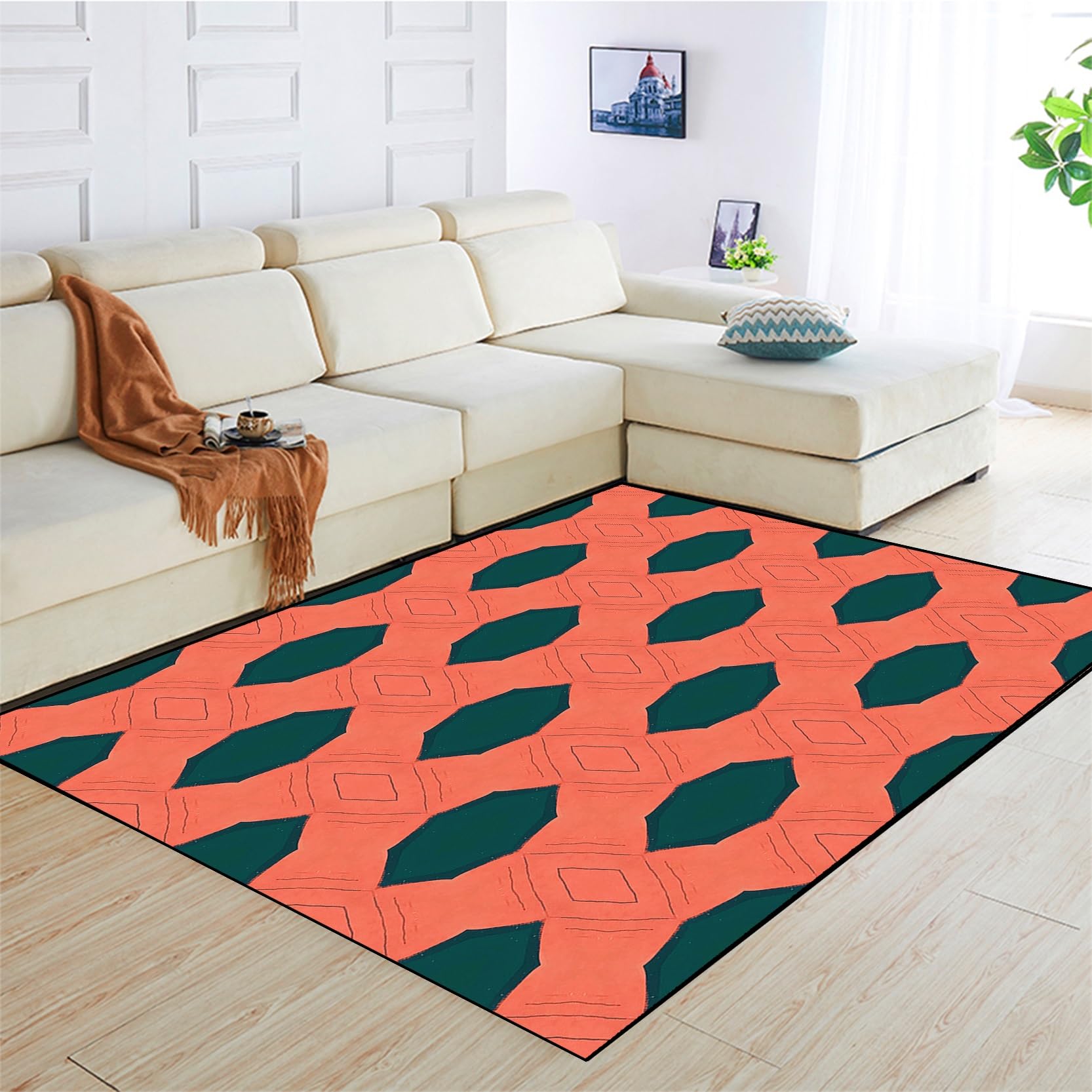 Tapis de salon durable et résistant au tissage haute densité moderne