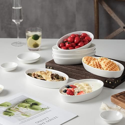 Miniatura 17 de UIBFCWN Platos para hornear gratinados, 7.5 x 4.5 pulgadas, ovalada de cerámica para una sola porción, cazuela individual apta para horno, sartenes
