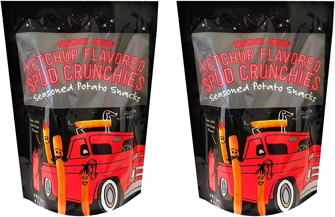 Trader Joe's New Ketchup Flavored Spud Crunchies Seasoned Potato Snacks 4oz (2 Pack)