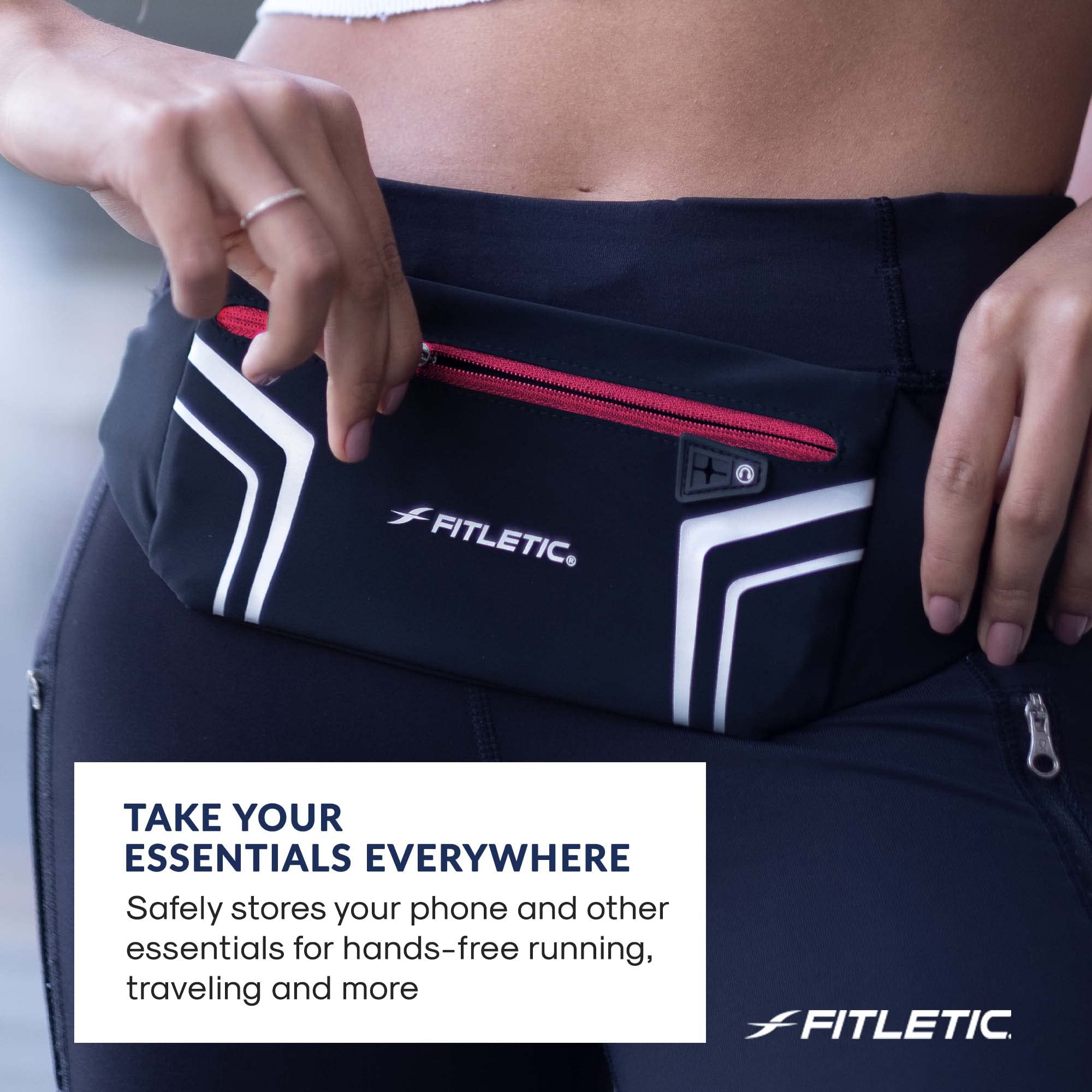 Fitletic Ceinture de sport moderne pour homme et femme – Pochette résistante à l'eau – Convient à tous les smartphones – Design léger et discret – Revêtement en lycra avec poche intérieure pour cartes