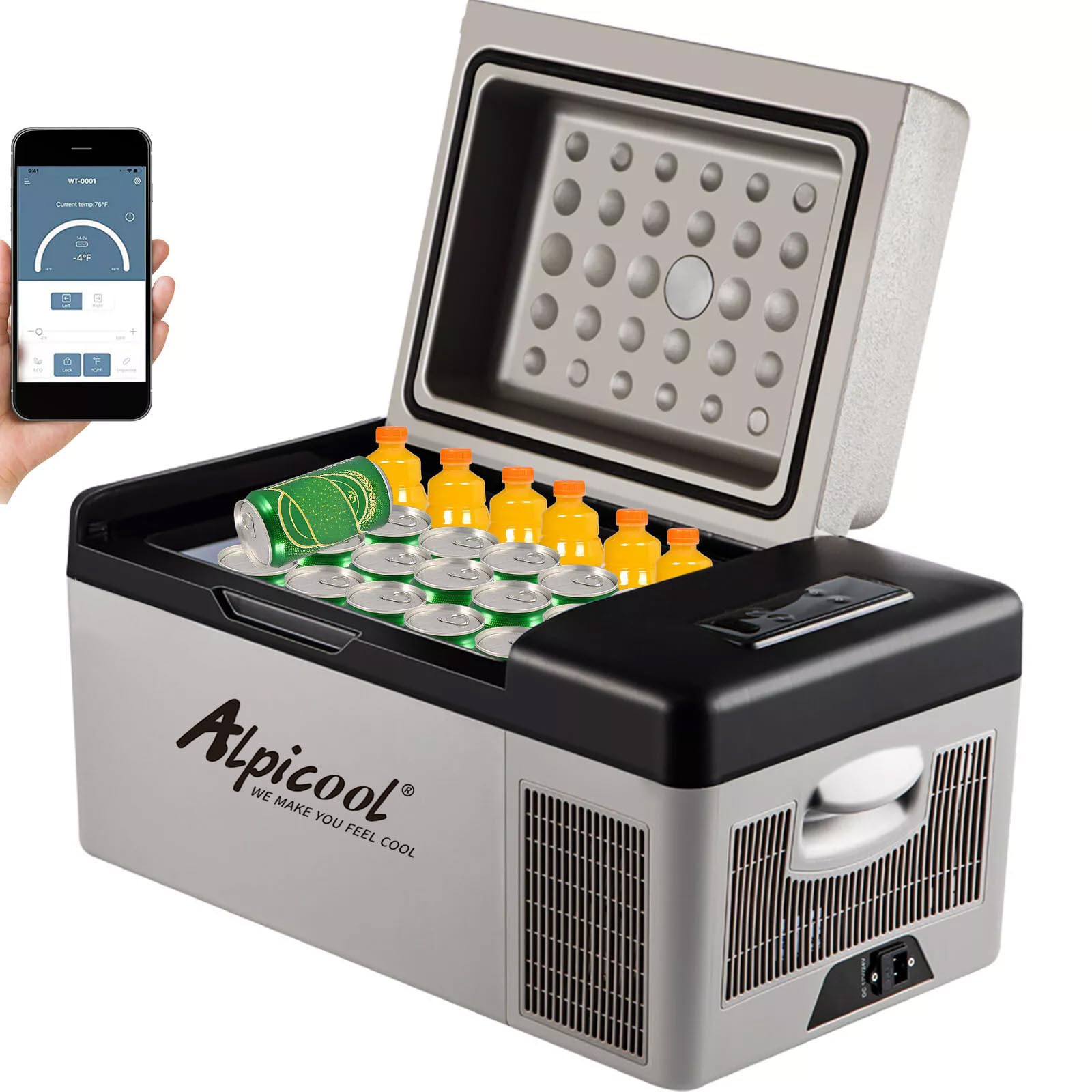 Tragbare Gefrierbox Minikühlschrank Elektrische Kühlbox 12V/24V, Auto Kühlbox 20 L Elektrisch -20℃ ~20℃ Kompressor, für Auto, LKW, Boot, RV mit USB Anschluss [Energieklasse B]
