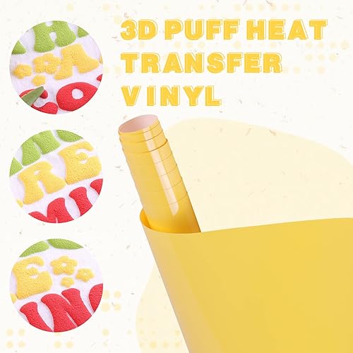 Miniatura 3 de Tintnut Vinilo de Transferencia de Calor Inflado - 10 pulgadas x 6 pies Rollo HTV Inflado 3D Maíz Dulce Vinilo de Transferencia de Calor Espumoso