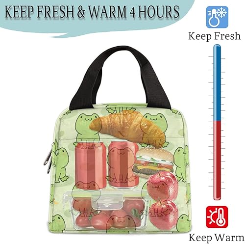 Miniatura 5 de Lindas bolsas de almuerzo de rana para mujeres, bolsa de almuerzo aislada, adorable bolsa de almuerzo de animales, bolsa de almuerzo reutilizable,