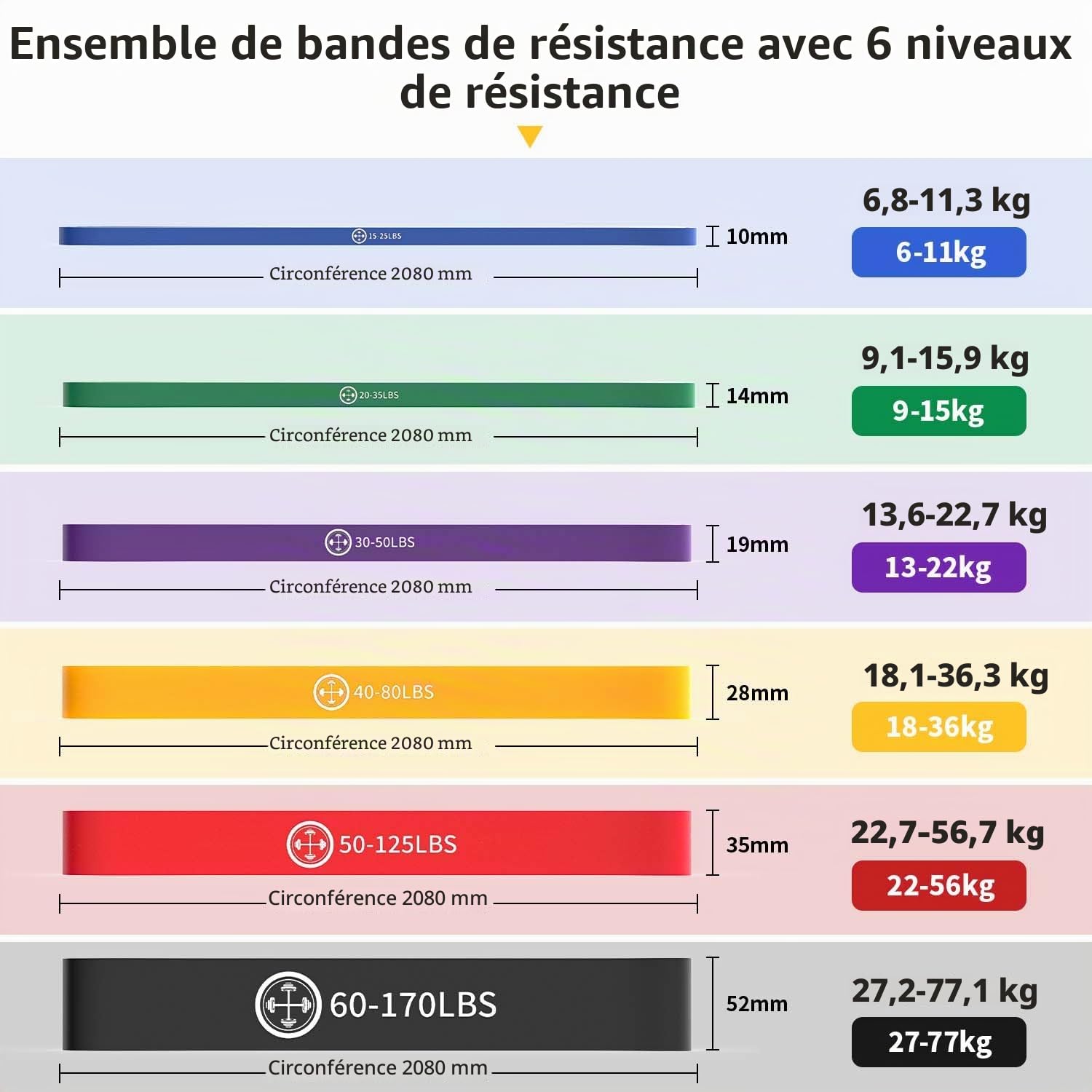 Lot de bandes de résistance avec ancre de porte