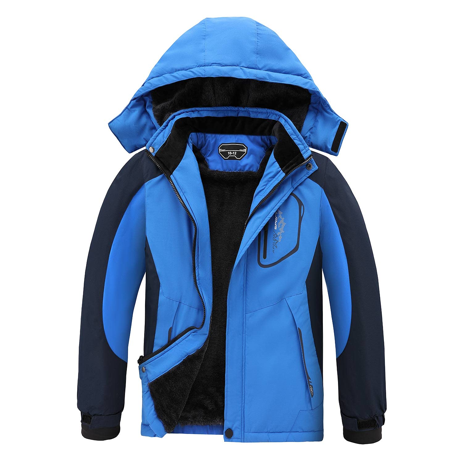 Boy's Waterproof Ski Jacket Warm Winter Snow Coat Kids Fleece Snowboarding Jackets Thick Hooded Windproof Coats