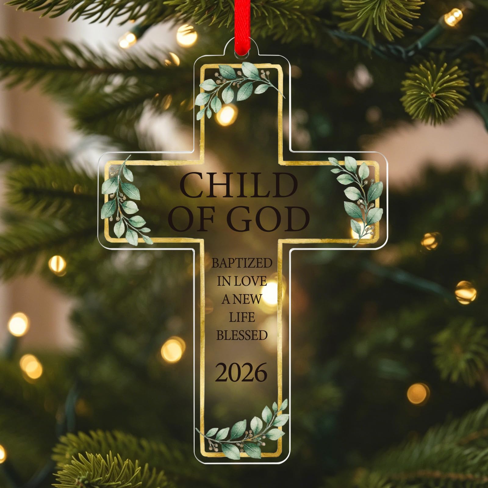 Cadeau religieux pour communion et baptême en acrylique transparent