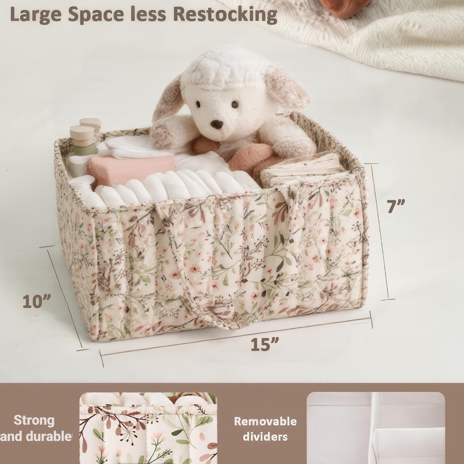 ZHUIYIWIN Nappy Caddy Organiser, Nursery Storage, Newborn Essentials for Diaper Caddy with Detachable Compartments - Image 4