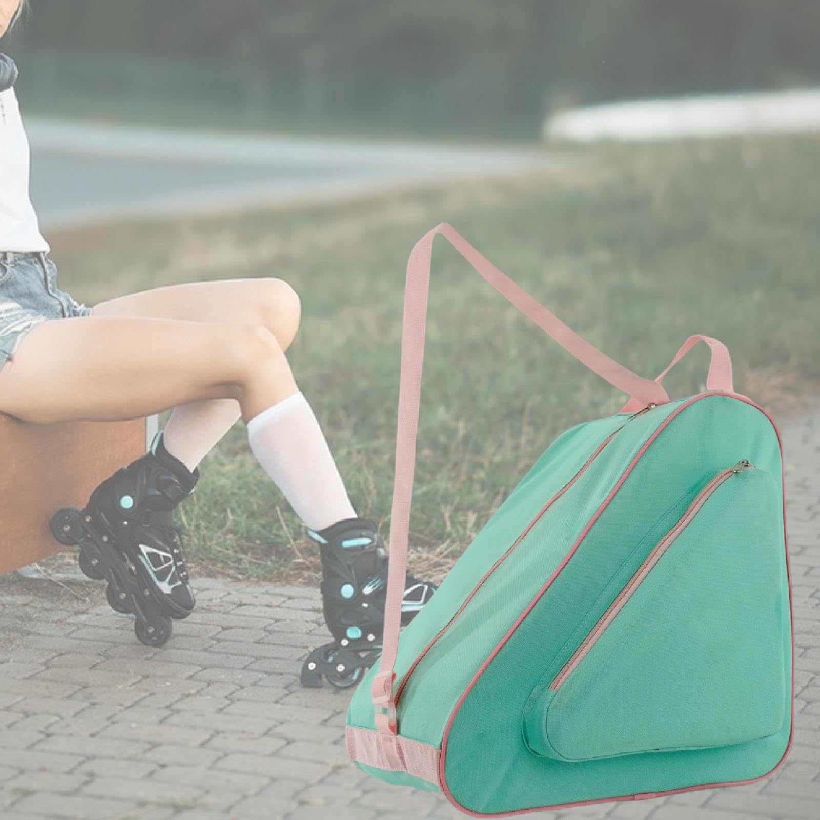 Gralara Sac de Rangement Patins Sac Roller Organisateur Grande Capacité Compartiments Multiples Bandoulière Réglable Portable Pliable Convient aux Sports