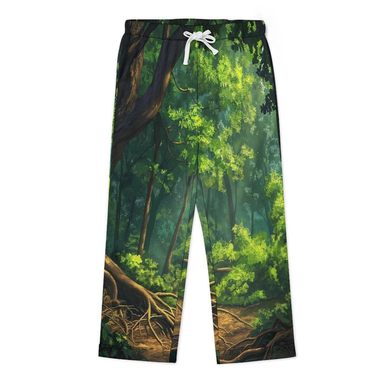 OLEETS Completo Pigiama da Uomo - Paesaggio Forestale Top E Pantaloni in 2 Pezzi Pigiama Casual E Ampio A Maniche Lunghe Morbido Autunnale E Invernale.
