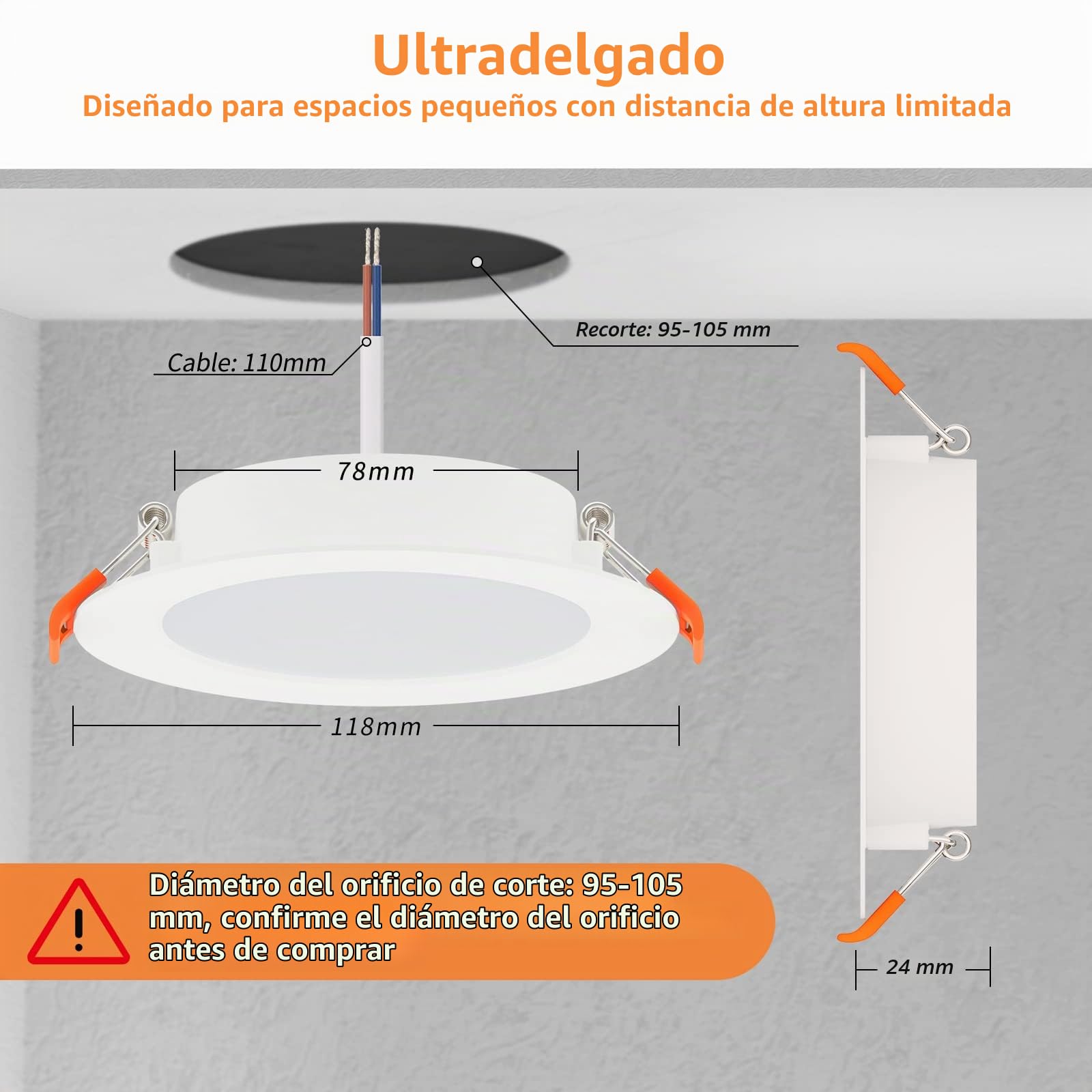 Tomosu Downlight LED Techo Empotrable Regulable 7W, Blanco Neutro 4000K | Pack de 20, IP44 Focos LED Interior Baño 7W 700LM, 3 Intensidades Sin Regulador, Corte 95-105mm, Ojos de Buey Led para Techo