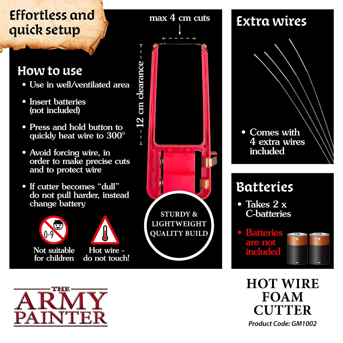 The Army Painter Gamemaster Cortador de Espuma Hot Wire para Tablas de Espuma Juegos de rol