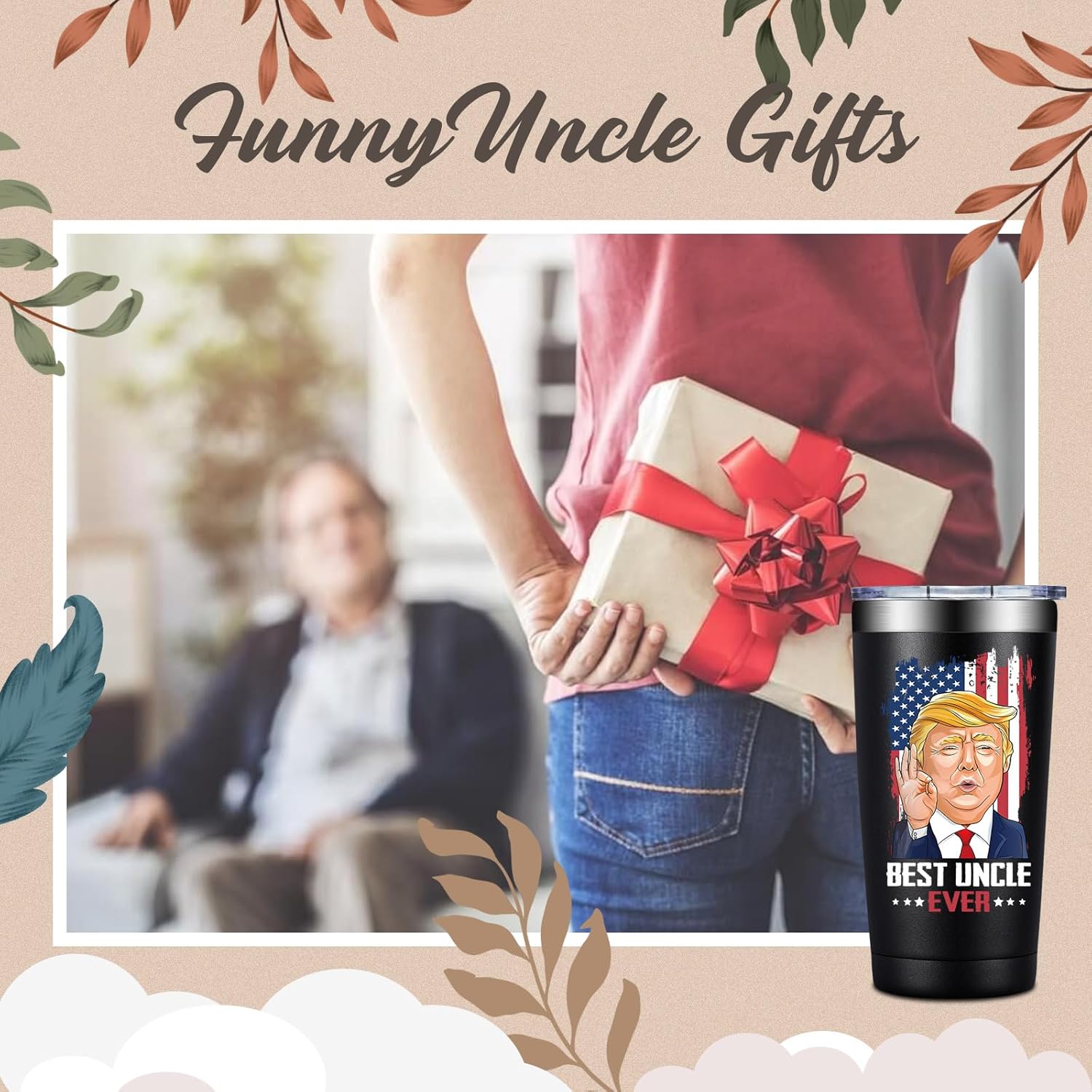 Grifarny Uncle Gifts from Nephew, Niece - Fathers Day, Christmas, Birthday Gifts for Uncles - Best Uncle Ever Tumbler 20 oz - Image 2
