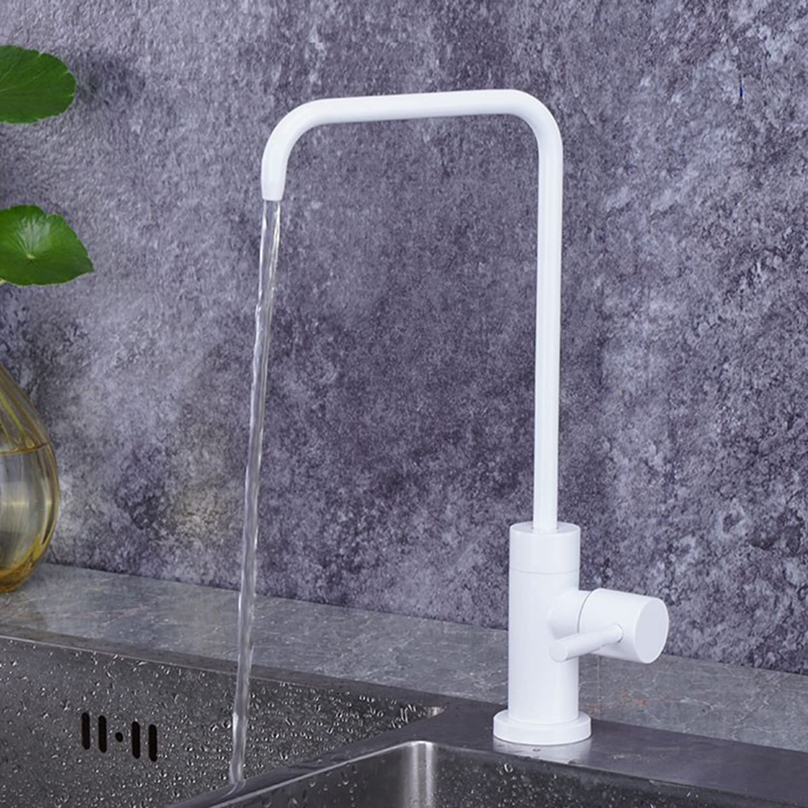 Grifo de Osmosis Inversa Blanco Acero Inoxidable Giratorio Solo Agua Fría Grifo Agua Potable Cocina-A
