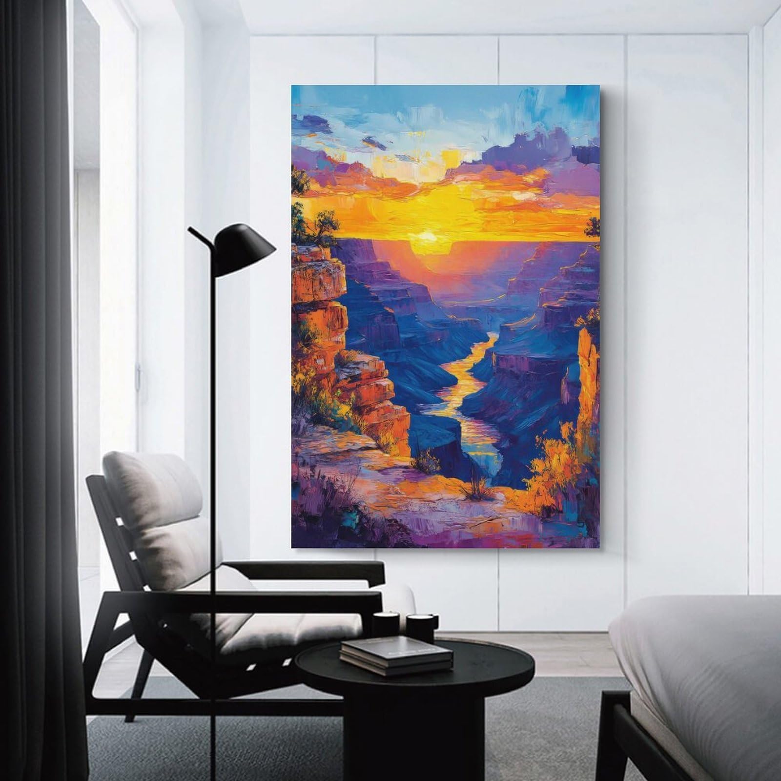 Junmoney Unframe-Style-18 Hanging Wall Art Grand Canyon Sunset, 24X36inch(60X90cm), For Gallery Wall Layouts In Home Or Office, An Easy Match For Collected Prints