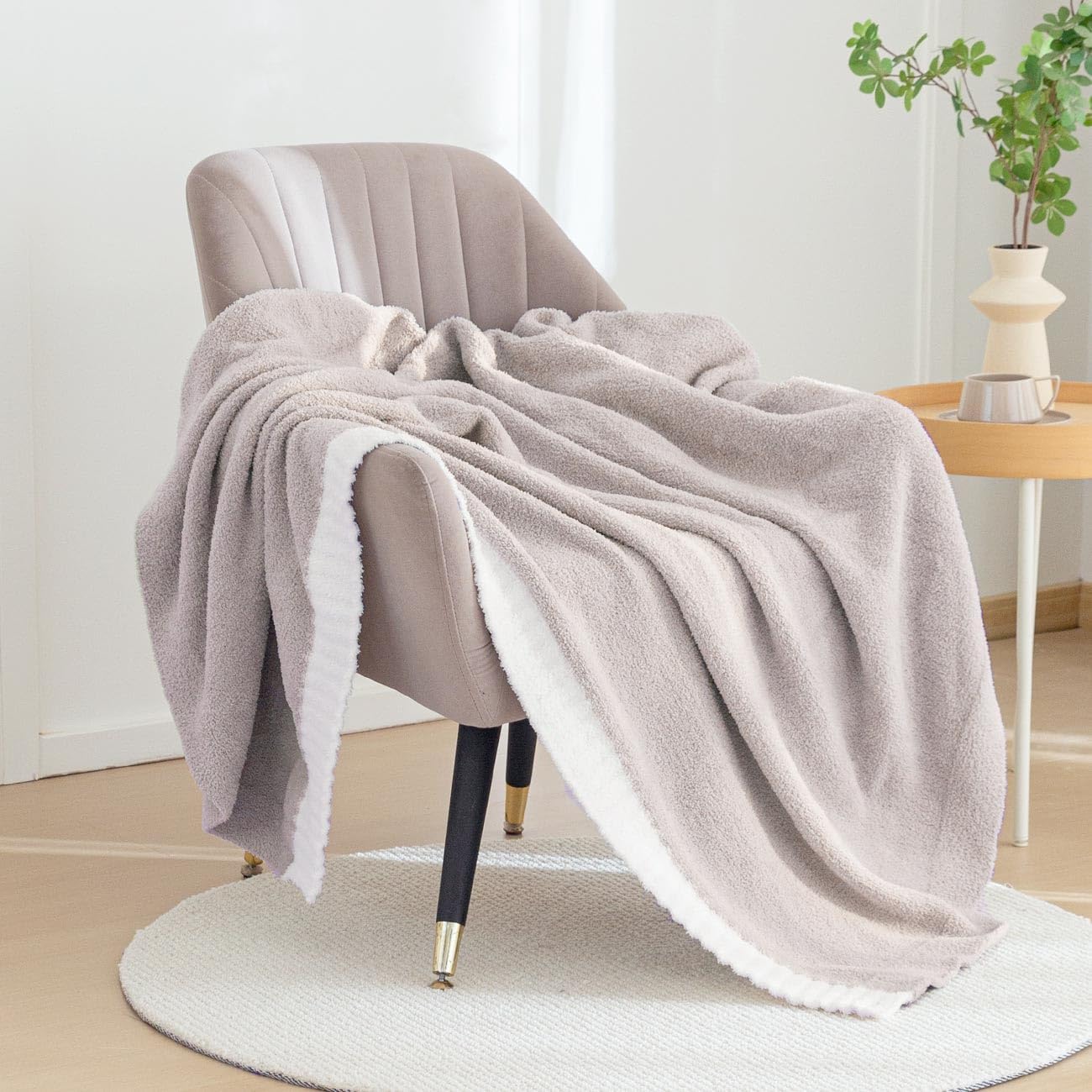 Amazon.com: Ankwos Soft Fuzzy Throw Blanket - Light Grey Cozy Warm Knit ...