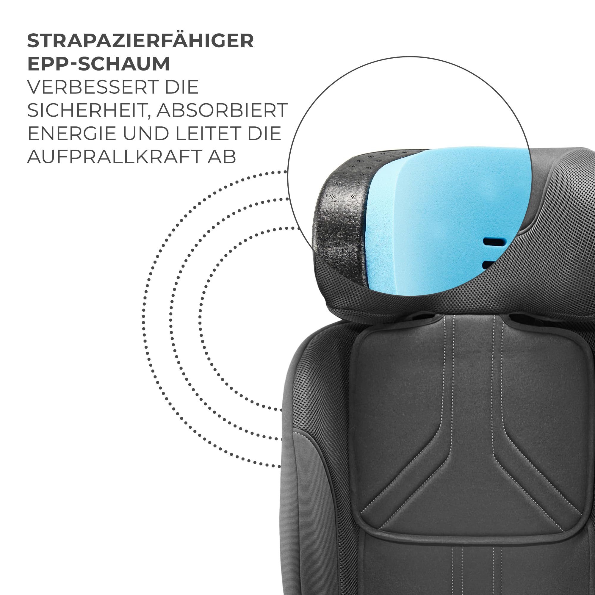 Kinderkraft XRIDER2 I-SIZE 40-150 cm, Kindersitz 0-36 kg, 0-12 Jahre, 5-Punkt-Gurte, 360 grad drehbar, Kinderautositz mit ISOFIX, FWF und RWF, verstärkte Kopfstütze, Memory-Schaum, Grau