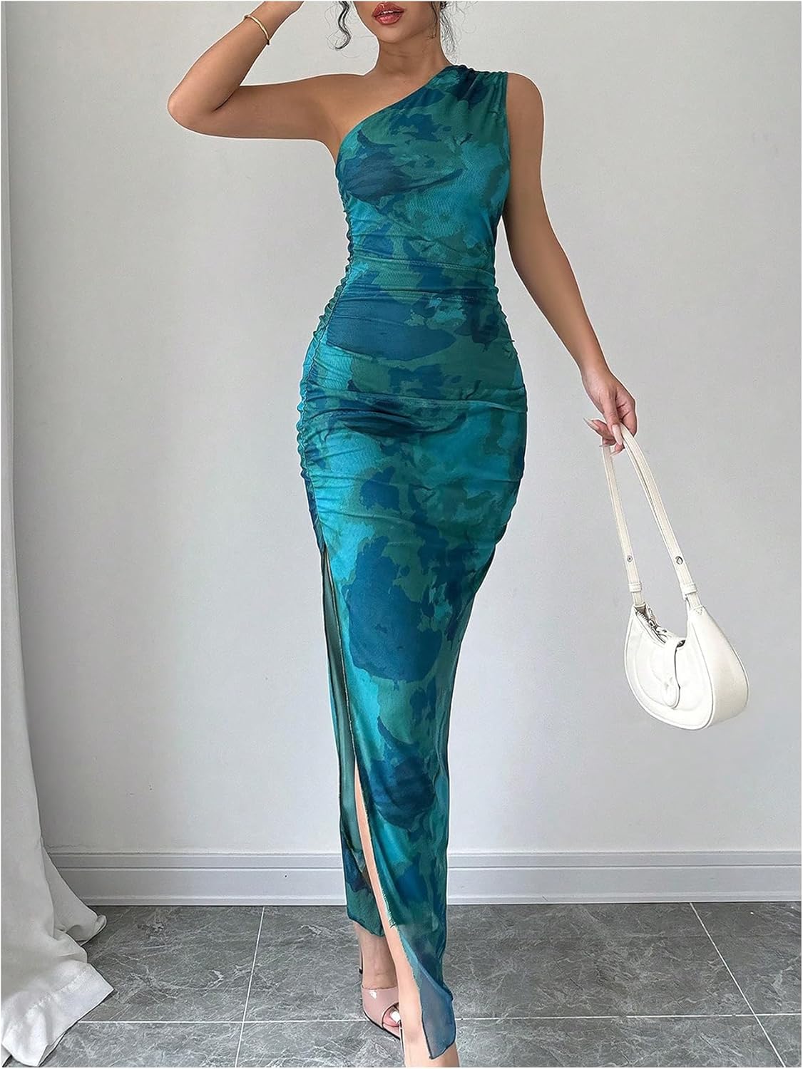 Milumia Women's Floral One One Shoulder Maxi Dresses Wedding Guest Cocktail Long Dresses - Image 5