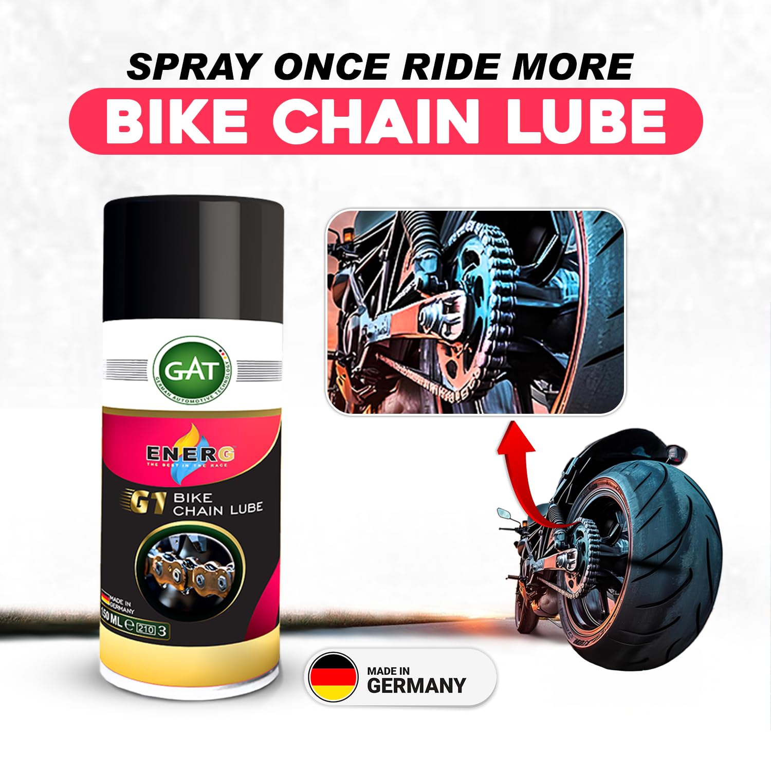 ENERG G1 Bike Chain Lube Spray 150ml 3