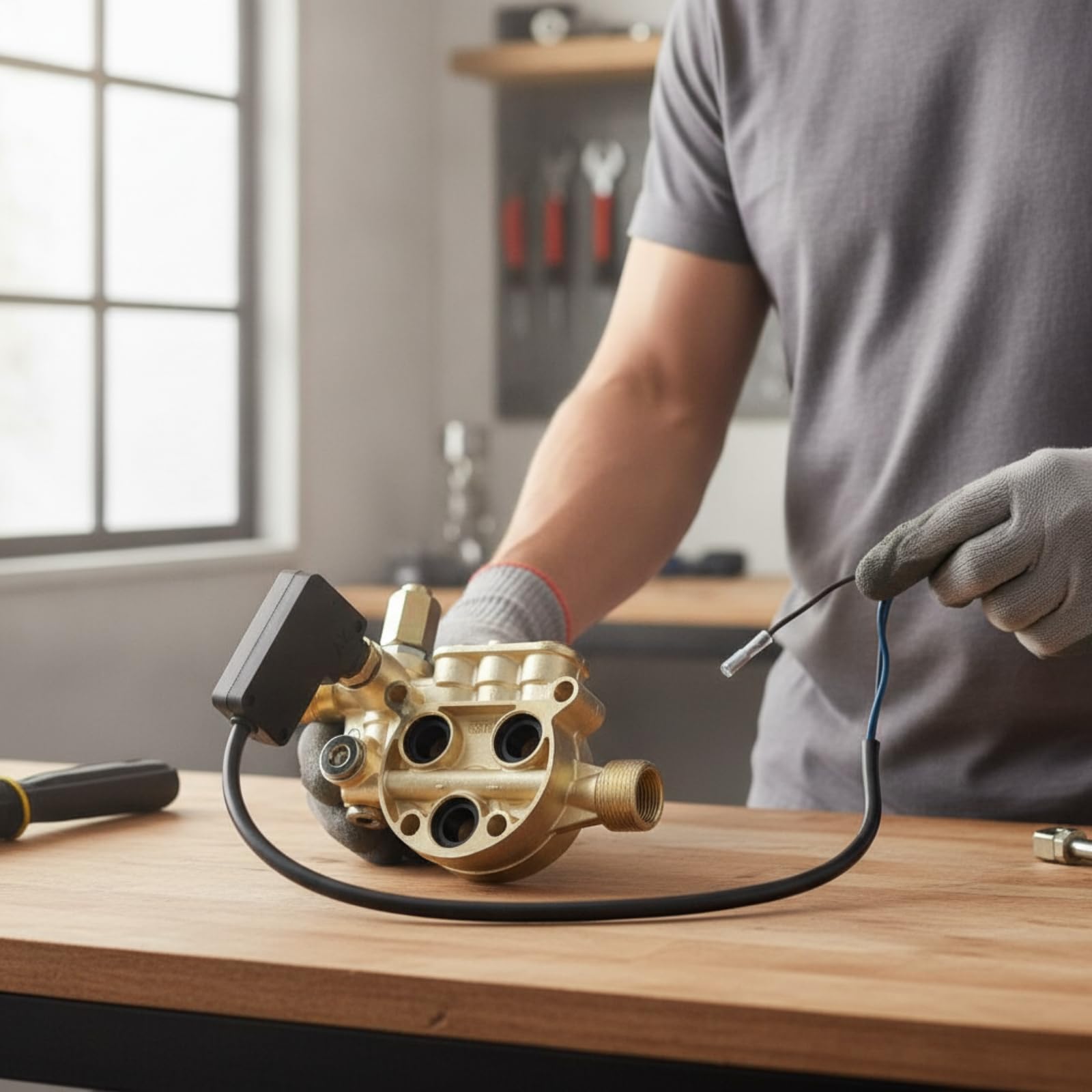 Kolbenpumpe mit Schaltergehäuse Kompakt Pumpe mit Druckschalter Gewindet Hochdruckreiniger-Ersatzpumpe für Heimwerker, Reparatur, Wartung, style to 1