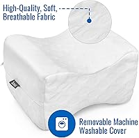 Vista 5 de Almohada de rodilla DMI, cuña para ciática, embarazo, dolor de espalda, pierna o cadera hecha de espuma de memoria con funda lavable, 8 x 10 x 6”/20