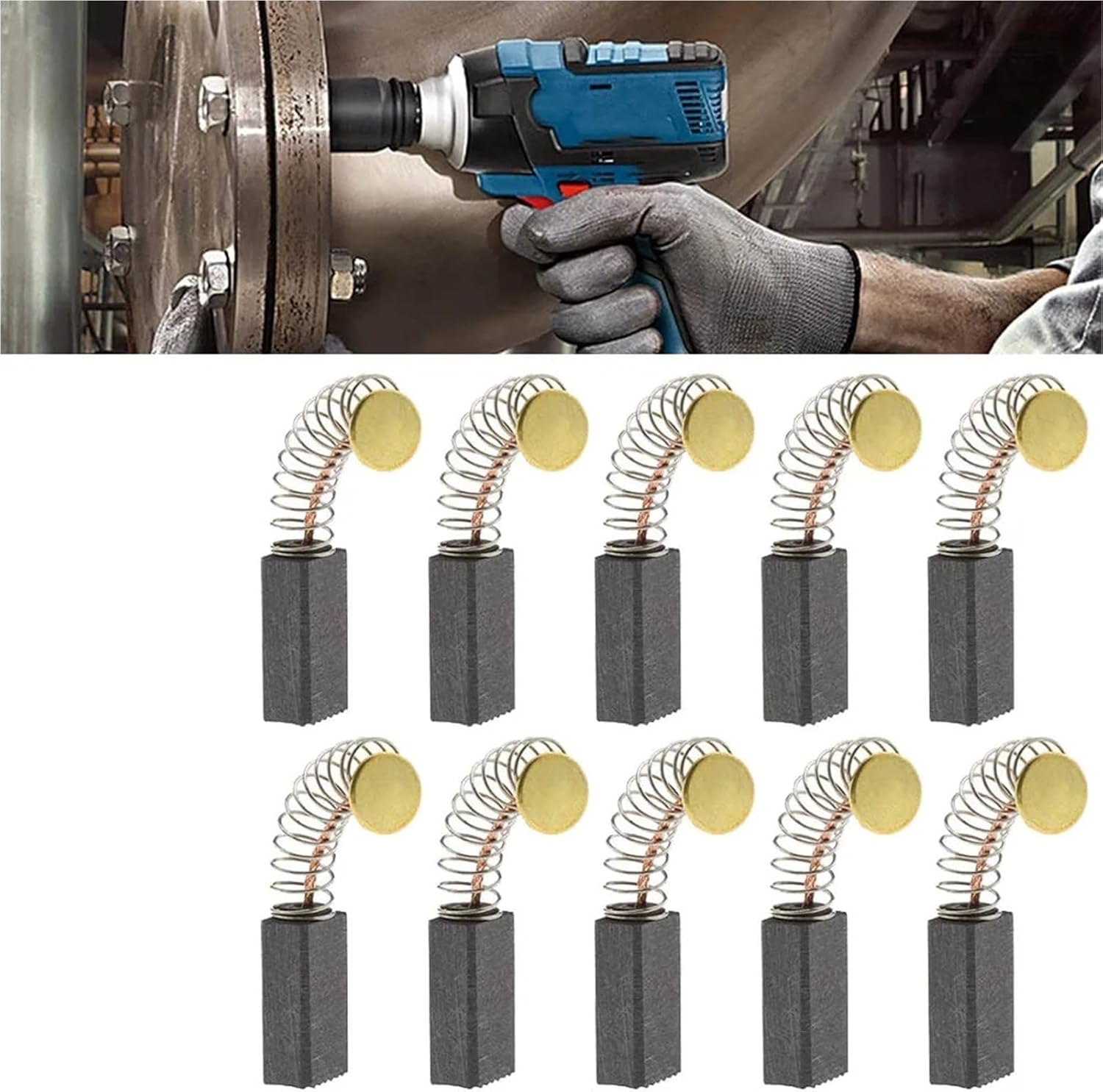 Electric Motor Carbon Brushes 100pcs Motor Parts Carbon Brushes Replacement 13x8x5mm Accessories Carbon/Metal Dark Gray Power Tool Fittings