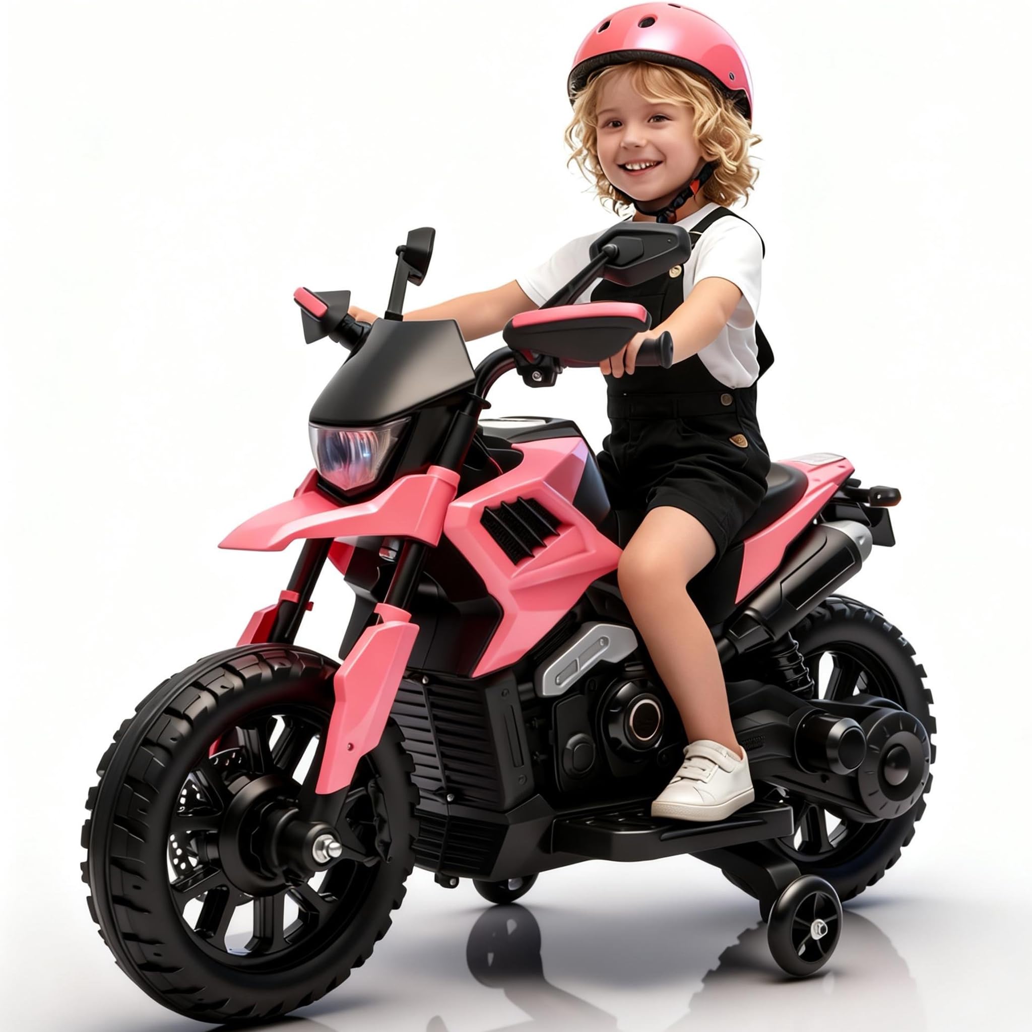 Kids Motorcycle, 6v Ride on Motorcycle w/Training Wheels, Headlight & Music. 2-5Mph Speed, Great Gift for Kids Boys & Girls