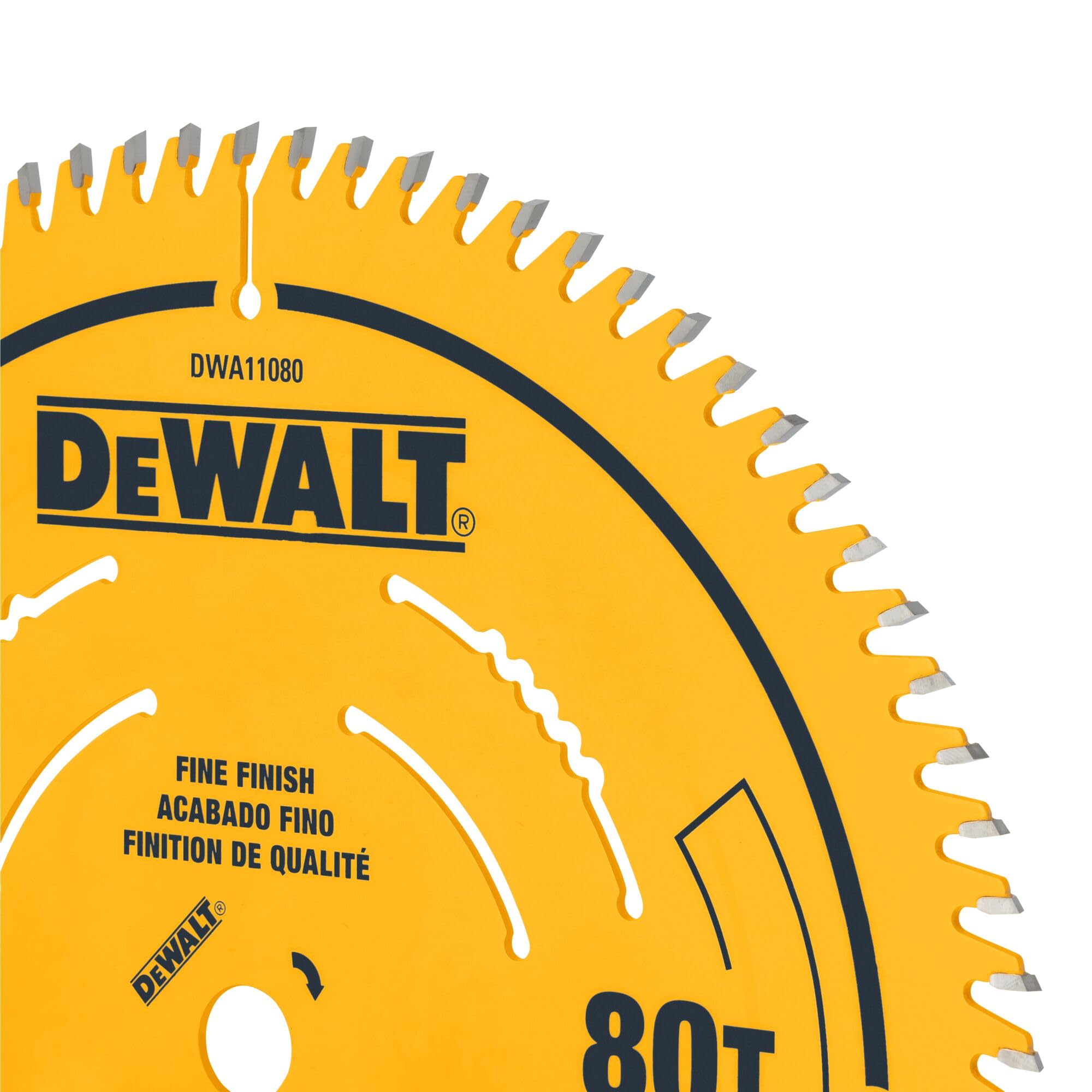 DEWALT Hoja de sierra circular de acabado fino 80T de 10 pulgadas (DWA11080)