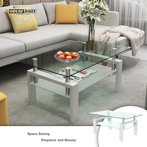 Miniatura 35 de Juego de 2 mesas auxiliares de cristal, mesa de cristal pequeña, mesa auxiliar negra con parte superior de vidrio templado, marco de metal, para