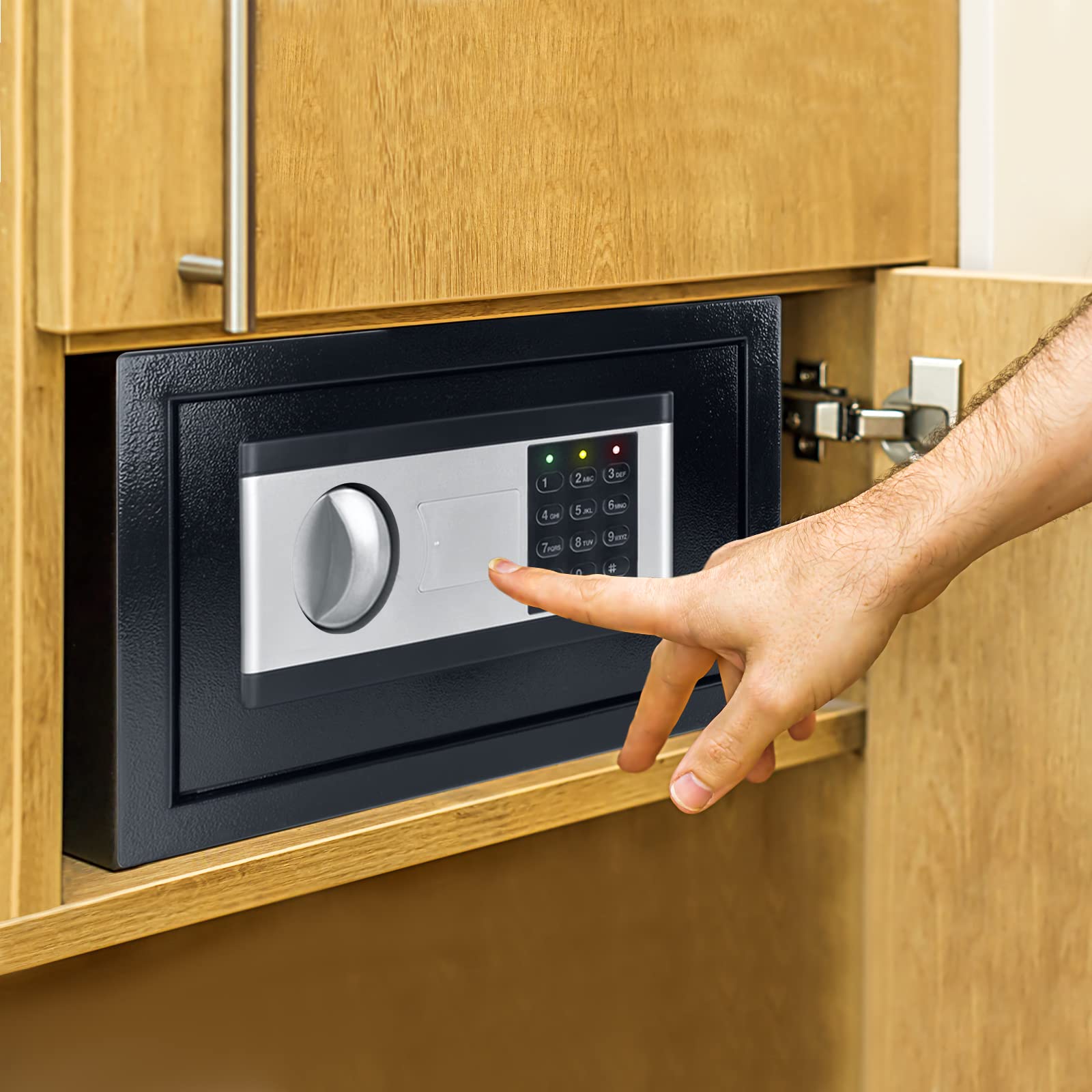 UISEBRT Caja Fuerte Electrónica - Caja Fuerte Pequeña de Acero - Caja Fuerte de Seguridad con Digital Código y 2 Llaves de Emergencia - Para Muebles Casa Oficina Hotel - Negro