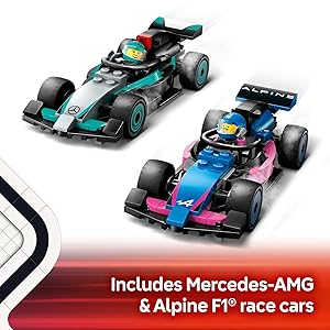 LEGO City F1 Garage & Mercedes-AMG & Alpine Cars Toy - Model Race Car Building Toy and Portable Playset for Kids, Boys and Girls, Ages 7+ - F1 Collectible for Fans - Gift Idea for Birthdays - 60444