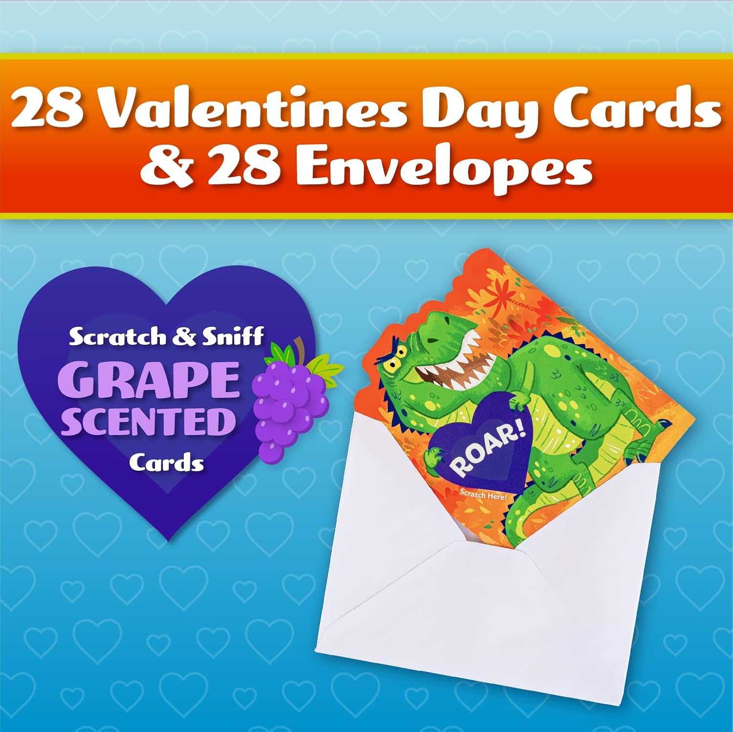 Peaceable Kingdom Scratch and Sniff Dinosaur Valentines - 28 Card Pack