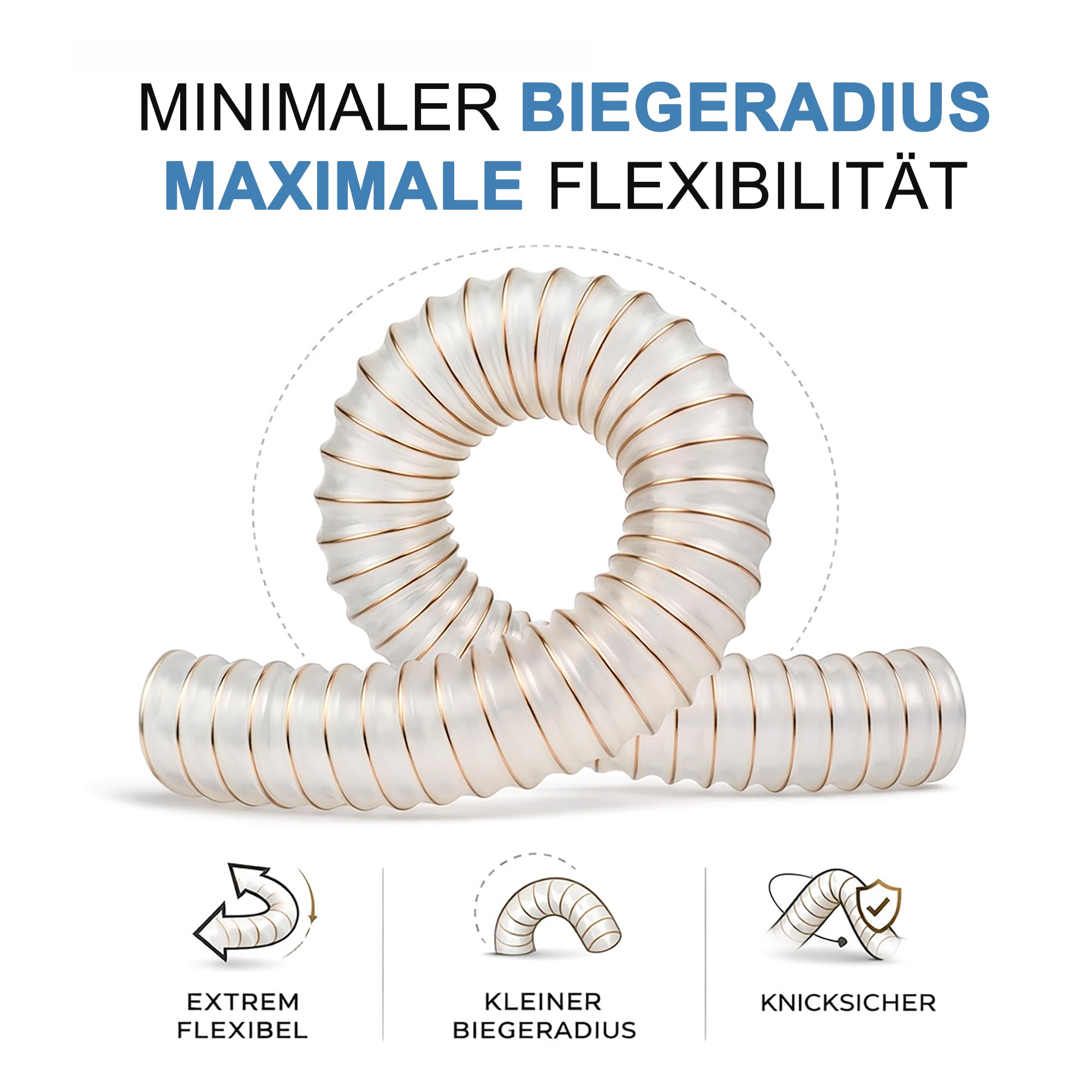 AWM Absaugschlauch Ø 100 mm transparent 0,4 mm Absauganlage Spiralschlauch schwer entflammbar Flexschlauch (5 Meter)