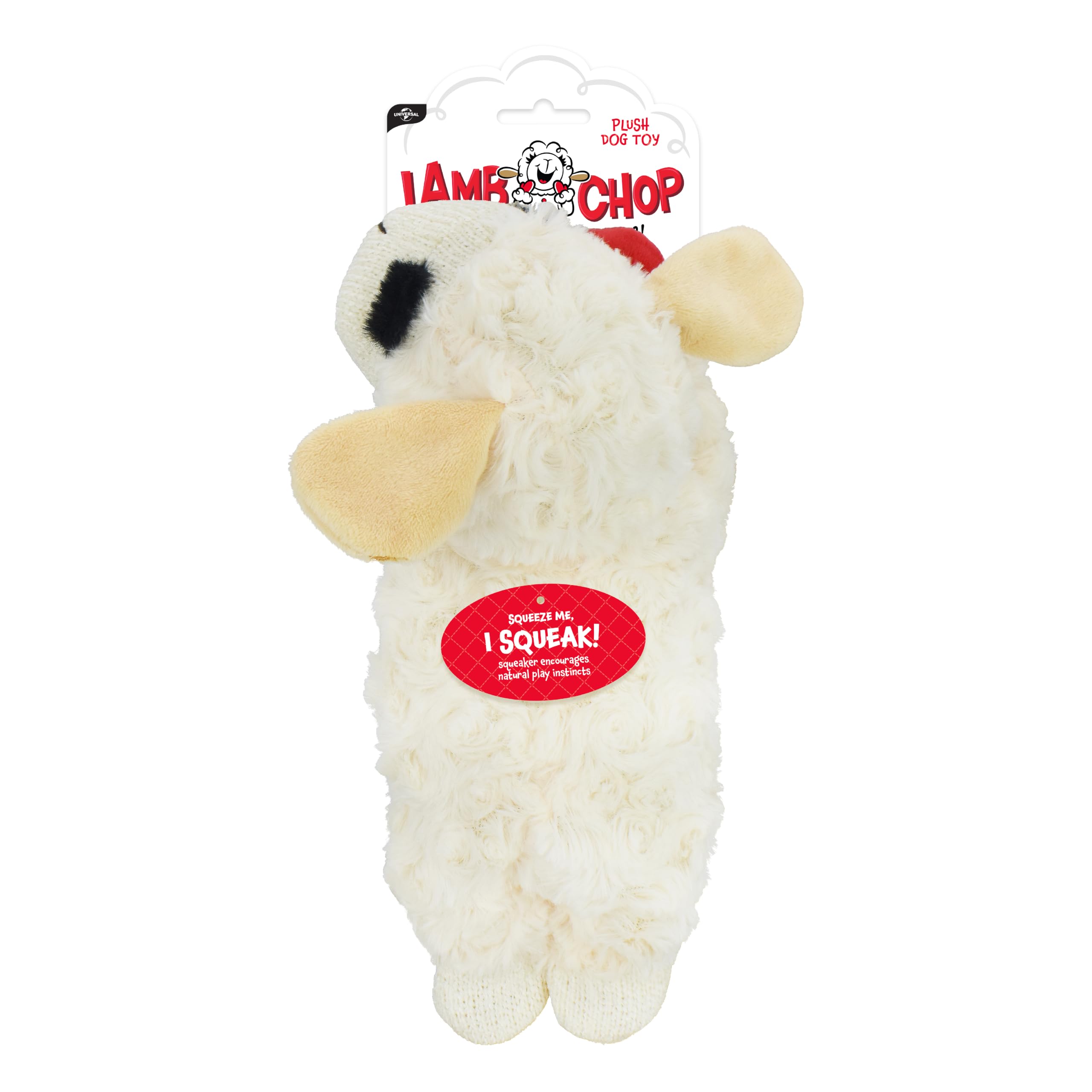 Multipet Lambchop biały/jasnobrązowy pies zabawka miękka bezpieczna pluszowa przytulanka piszcząca interaktywna zabawa zabawa gry dla małych średnich ras - 25 cm