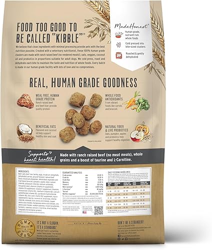 Miniatura 2 de The Honest Kitchen Whole Food Clusters - Alimento seco para perros con carne de res y avena integrales, bolsa de 20 libras