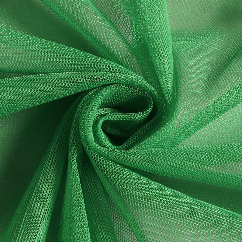 Leliafleury Tulle Mesh Fabric, 160cmx1M Polyester Net Mesh Material, Bridal Veil Netting Fabric for Hat Headdress Veil Making, Grass Green