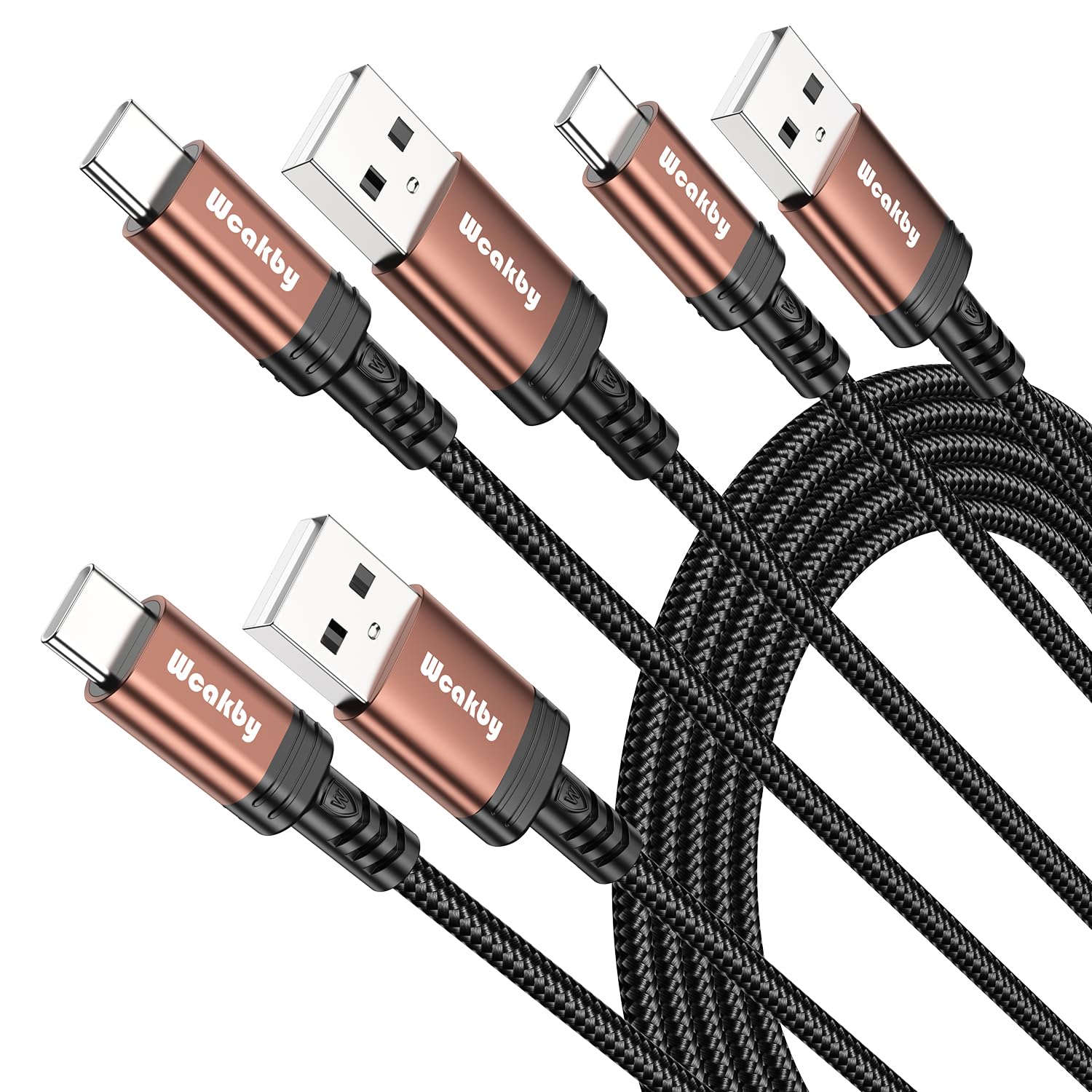 USB C Kabel [3Stück 2M] 3.1A Schnellladekabel Nylon Geflochten USB C Ladekabel Nylon Geflochten für Galaxy S22 S21 S20 S10 S9, Note 10/9/8, A3 A5 A7, LG V30/V20/G5/G6, Huawei P30/P20/Mate 20